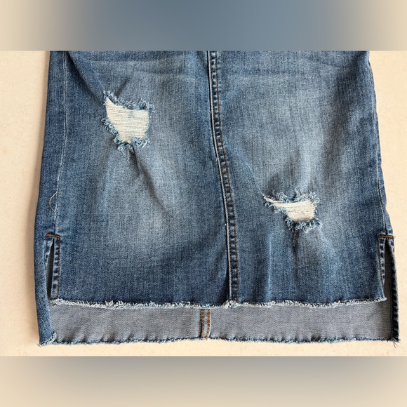 KUT from the Kloth Connie Skirt High Low Fray Hem Denim Jean Skirt Size 00 - Picture 16 of 16